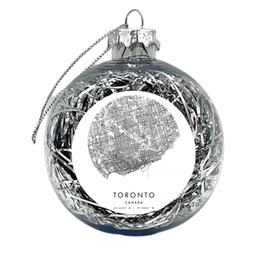 Toronto Canada Minimal Modern Circle Map - xmas bauble by Toni Scott