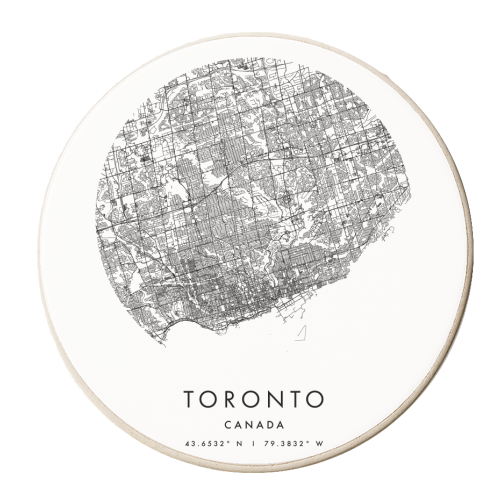 Toronto Canada Minimal Modern Circle Map - personalised beer coaster by Toni Scott