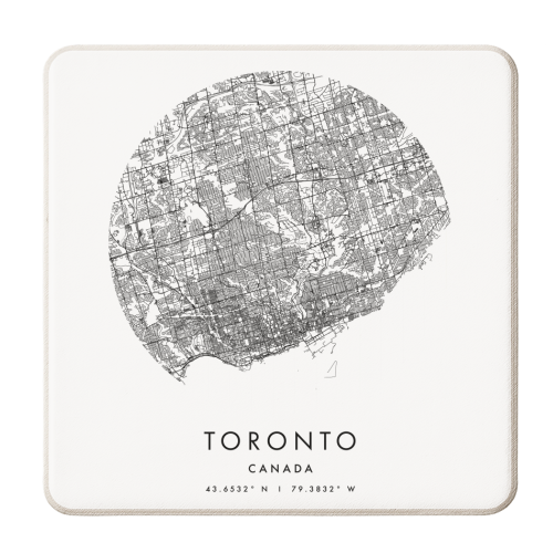 Toronto Canada Minimal Modern Circle Map - personalised beer coaster by Toni Scott