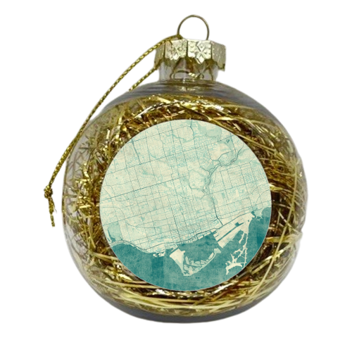 Toronto Map Blue Vintage - xmas bauble by City Art Posters