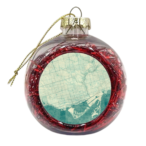Toronto Map Blue Vintage - xmas bauble by City Art Posters