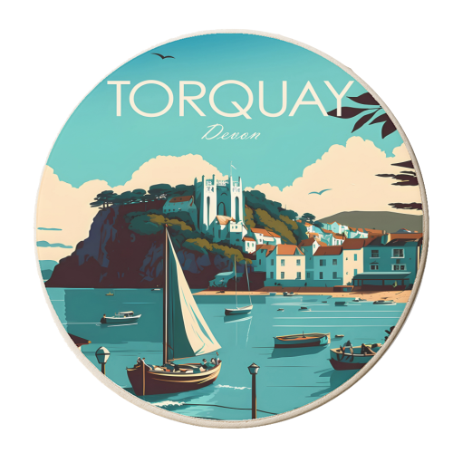 Torquay Devon Travel - personalised beer coaster by Kun Pact