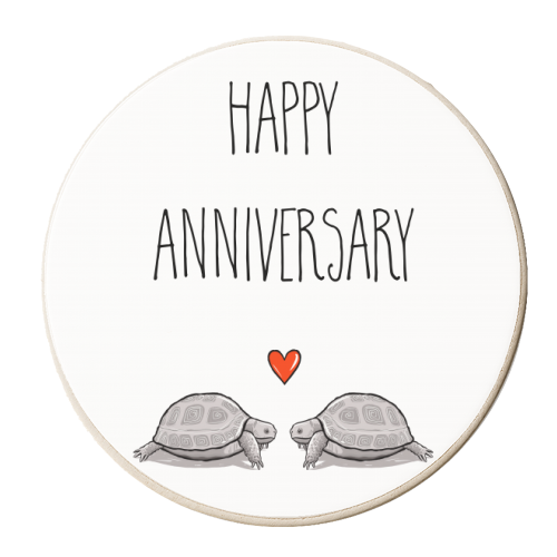 Tortoise Love Anniversary - personalised beer coaster by Adam Regester