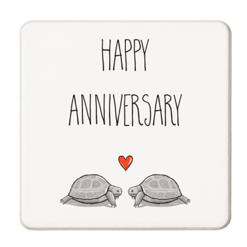Tortoise Love Anniversary - personalised beer coaster by Adam Regester