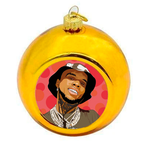 Tory Lanez - colourful christmas bauble by Catherine Critchley.
