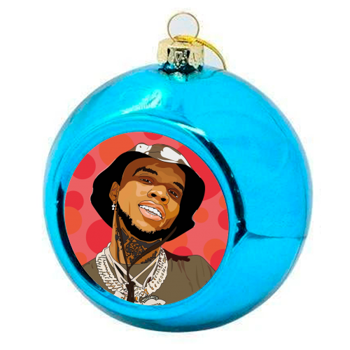 Tory Lanez - colourful christmas bauble by Catherine Critchley.