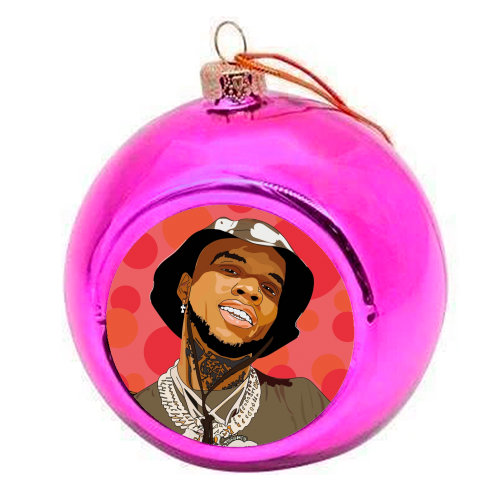 Tory Lanez - colourful christmas bauble by Catherine Critchley.