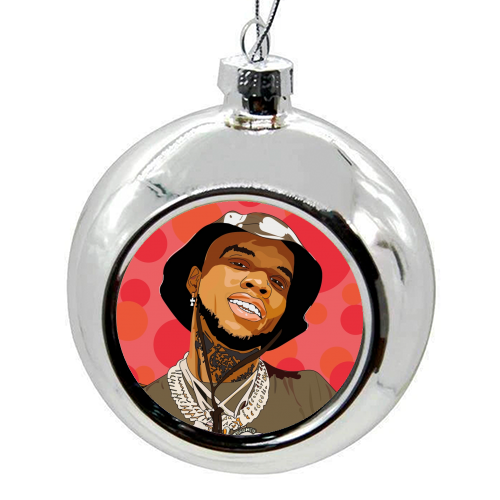 Tory Lanez - colourful christmas bauble by Catherine Critchley.