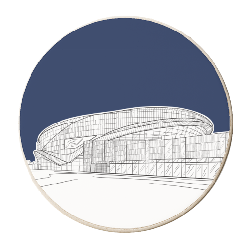 Tottenham Stadium Drawing (Navy Blue Version) - personalised beer coaster by Adam Regester