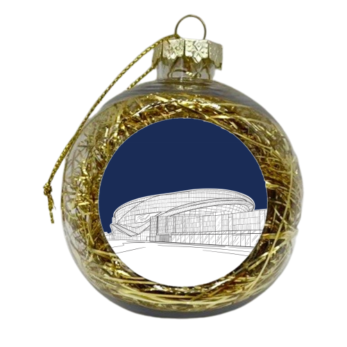 Tottenham Stadium Drawing (Navy Blue Version) - xmas bauble by Adam Regester