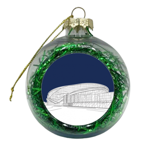 Tottenham Stadium Drawing (Navy Blue Version) - xmas bauble by Adam Regester