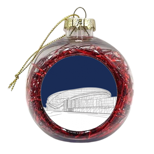 Tottenham Stadium Drawing (Navy Blue Version) - xmas bauble by Adam Regester