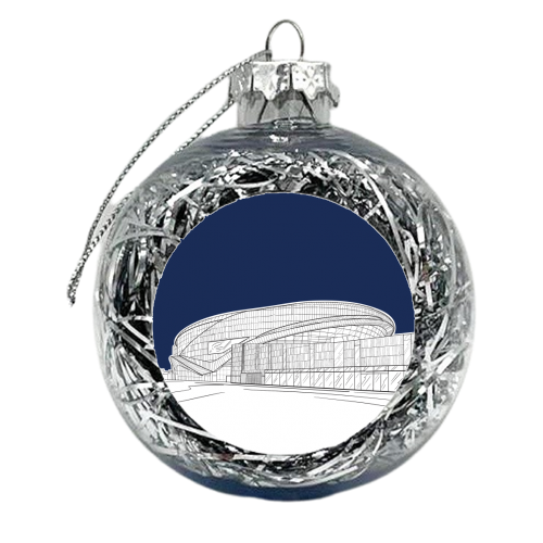 Tottenham Stadium Drawing (Navy Blue Version) - xmas bauble by Adam Regester