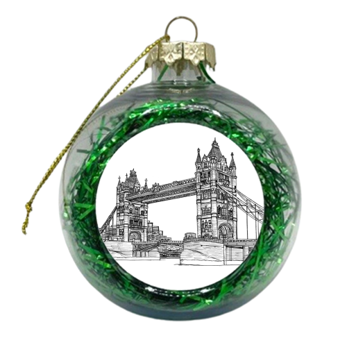 Tower Bridge Outline - xmas bauble by Gary Wadsworth