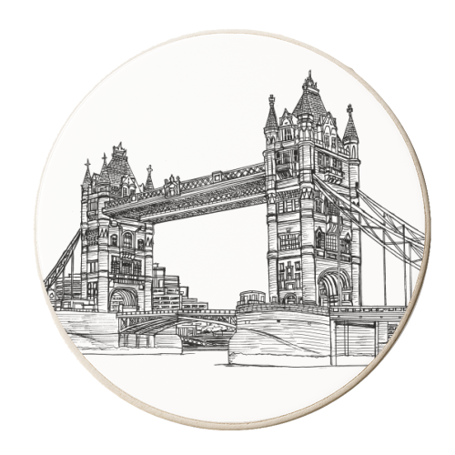 Tower Bridge Outline - personalised beer coaster by Gary Wadsworth