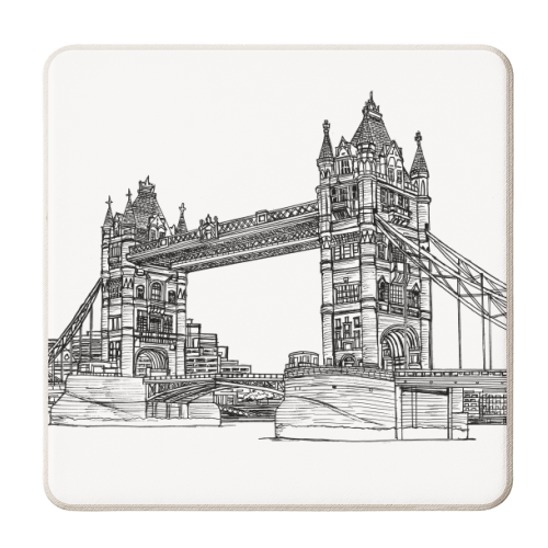 Tower Bridge Outline - personalised beer coaster by Gary Wadsworth