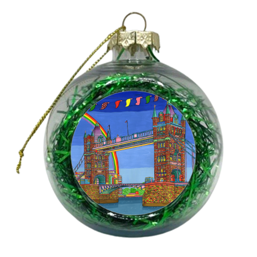 Tower Bridge with Bunting - xmas bauble by Julie Littler