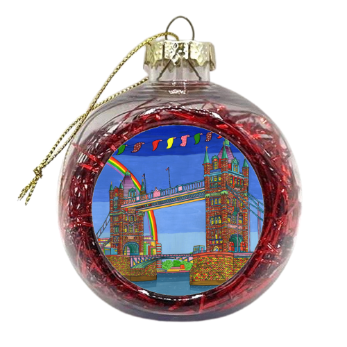 Tower Bridge with Bunting - xmas bauble by Julie Littler