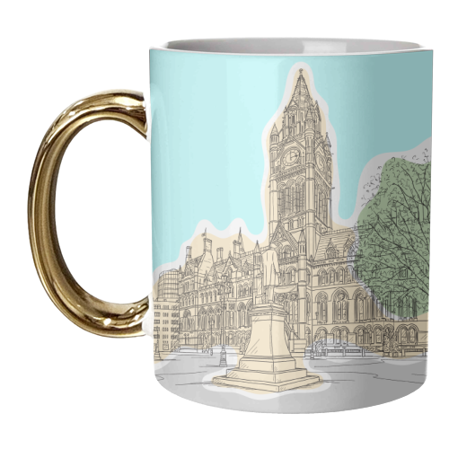 Town Hall & Surroundings  Manchester (UK) - unique mug by Adam Regester