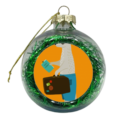 Travelling Meerkat - xmas bauble by Hannah Stevens