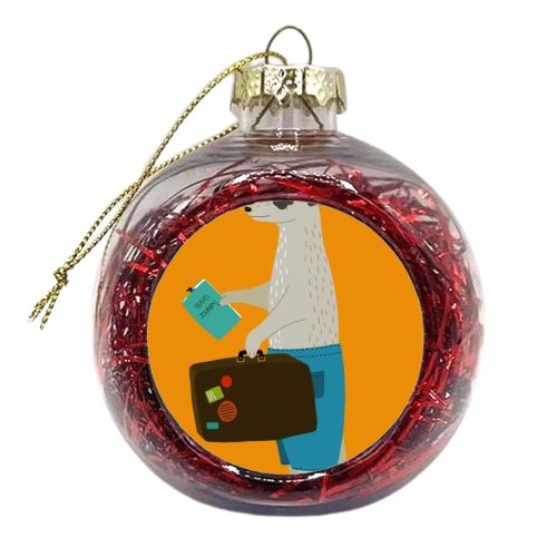 Travelling Meerkat - xmas bauble by Hannah Stevens