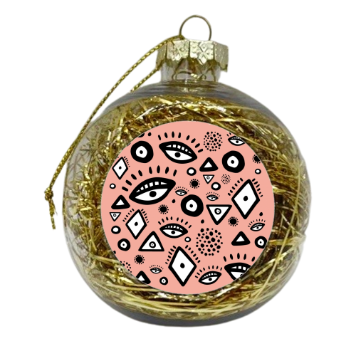 Tribal in Peach - xmas bauble by Cassie Swindlehurst