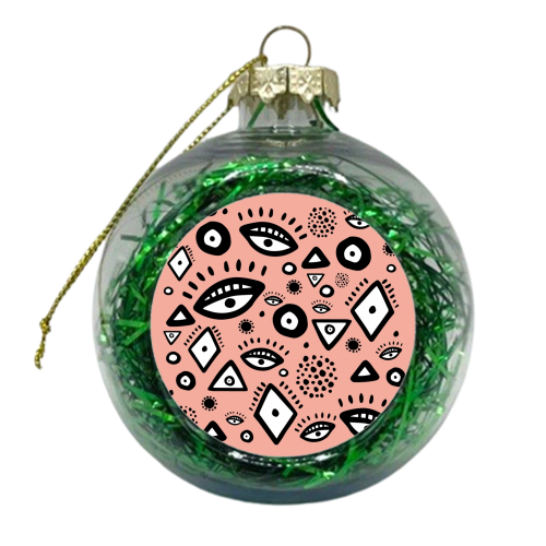 Tribal in Peach - xmas bauble by Cassie Swindlehurst