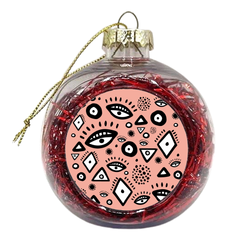 Tribal in Peach - xmas bauble by Cassie Swindlehurst