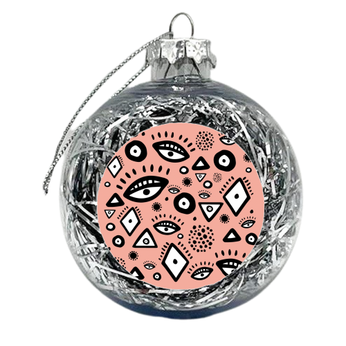 Tribal in Peach - xmas bauble by Cassie Swindlehurst