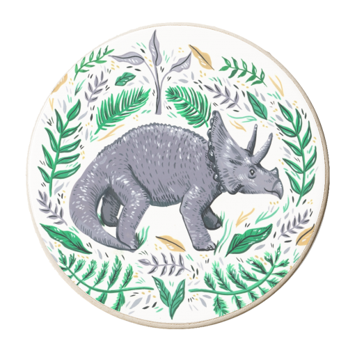 Triceratops - personalised beer coaster by Amy Harwood