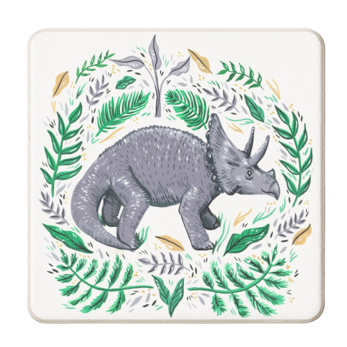 Triceratops - personalised beer coaster by Amy Harwood