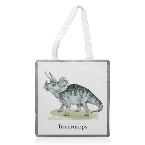 Triceratops - printed canvas tote bag by Gal Design