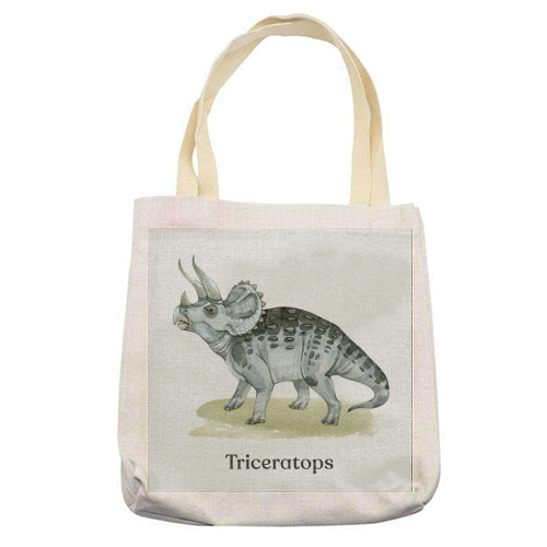 Triceratops - printed canvas tote bag by Gal Design