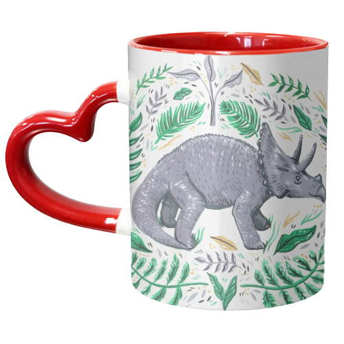 Triceratops - unique mug by Amy Harwood