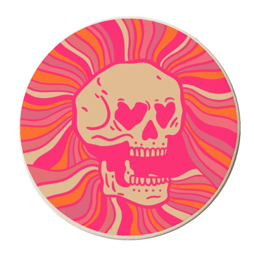 Trippy Laughing Groovy Skull - personalised beer coaster by Meryn Design