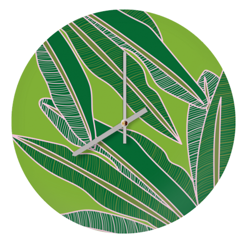 Tropical Banana Leaf Print - quirky wall clock by Mols & Mae