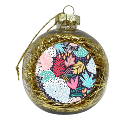 Tropical Collage Navy - xmas bauble by Dizzywonders