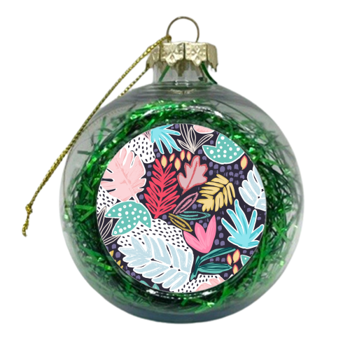 Tropical Collage Navy - xmas bauble by Dizzywonders