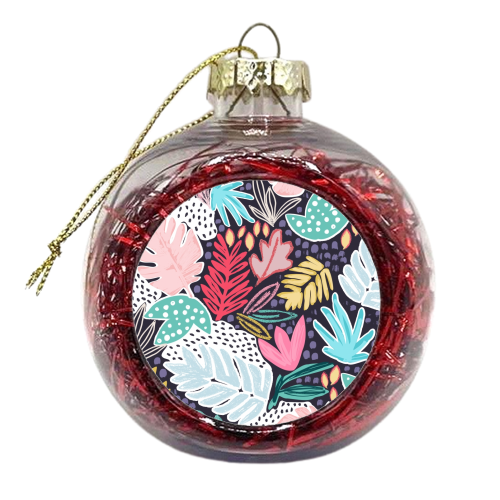Tropical Collage Navy - xmas bauble by Dizzywonders