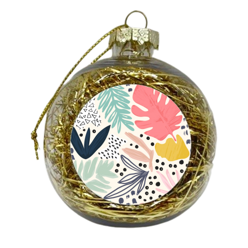 Tropical Collage Pattern - xmas bauble by Dizzywonders