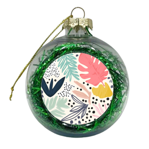 Tropical Collage Pattern - xmas bauble by Dizzywonders