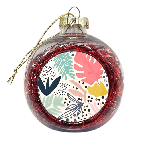 Tropical Collage Pattern - xmas bauble by Dizzywonders