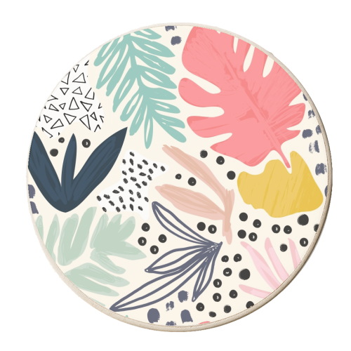 Tropical Collage Pattern - personalised beer coaster by Dizzywonders