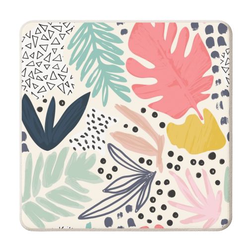 Tropical Collage Pattern - personalised beer coaster by Dizzywonders