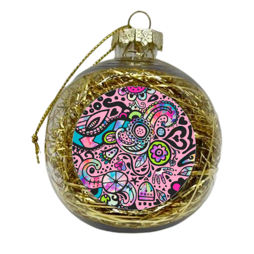 Tropical Folk Doodle - xmas bauble by Cassie Swindlehurst