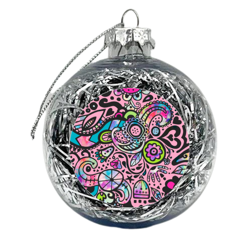 Tropical Folk Doodle - xmas bauble by Cassie Swindlehurst