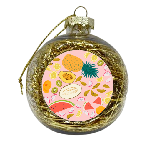 Tropical fruit salad - xmas bauble by Michelle Walker