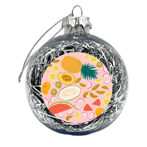 Tropical fruit salad - xmas bauble by Michelle Walker