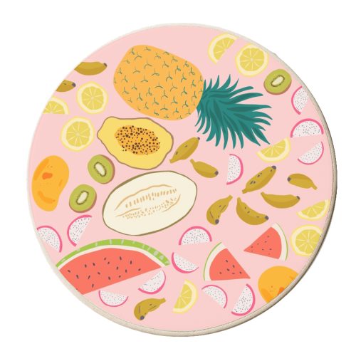 Tropical fruit salad - personalised beer coaster by Michelle Walker