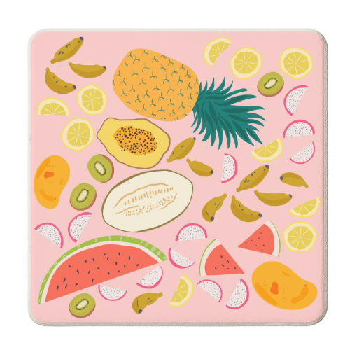 Tropical fruit salad - personalised beer coaster by Michelle Walker